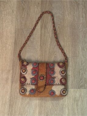 Anthropology Rising Tide Handmade Boho Style Purse 100% sheep wool